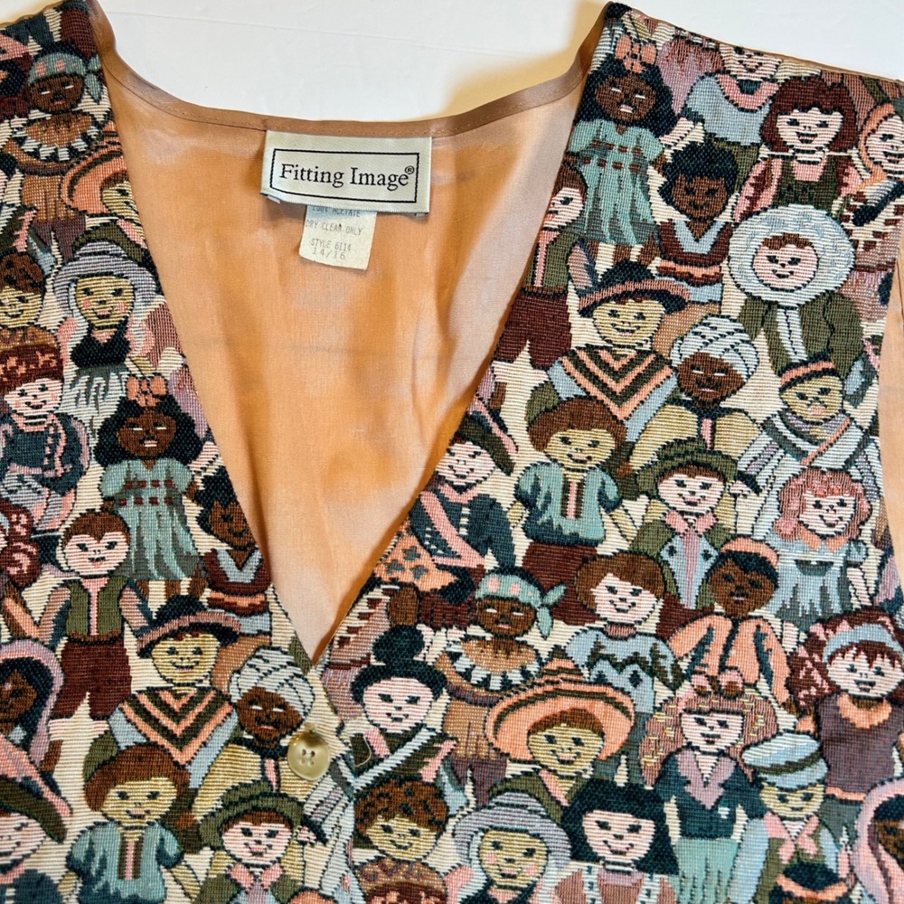 Fitting Image Women's Novelty Vintage Tapestry Vest Size 14/16